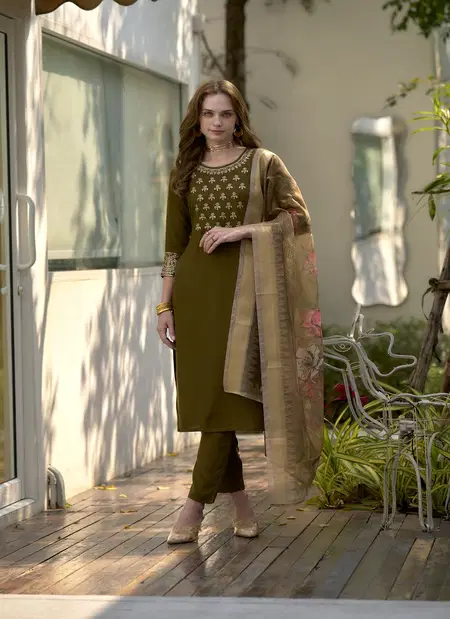 Tew Rayon With Embroidered Work Kurti With Bottom Dupatta Wholesale Price In Surat